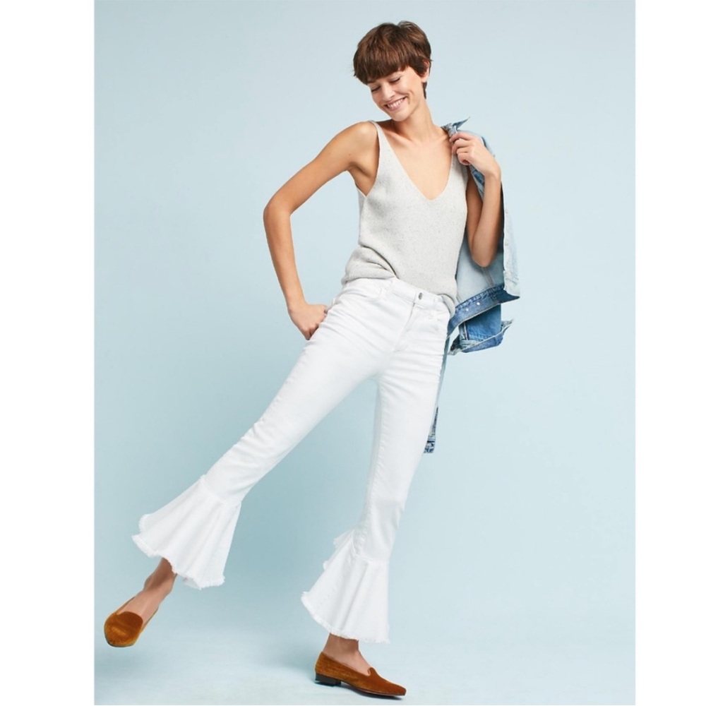 Citizens of Humanity Drew Flounce High-Rise
Cropped Jeans in White Sz 26 NWT